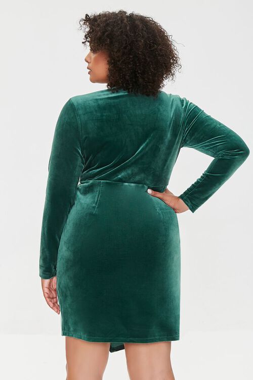 GREEN Plus Size Velour Mini Dress, image 3