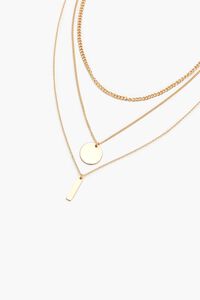 GOLD Pendant Curb Chain Necklace Set, image 1