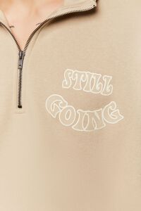 TAUPE Flocked Still Going Graphic Half-Zip Pullover, image 5