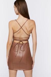 CAROB Faux Leather Lace-Up Mini Dress, image 3