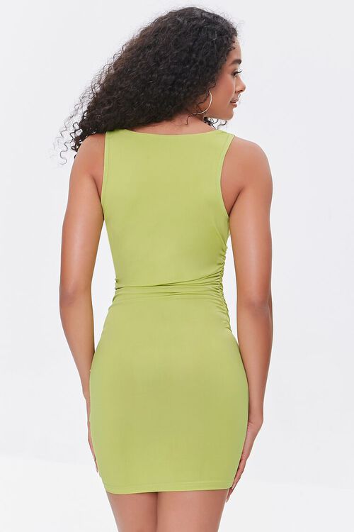 GREEN Cowl Neck Ruched Mini Dress, image 4