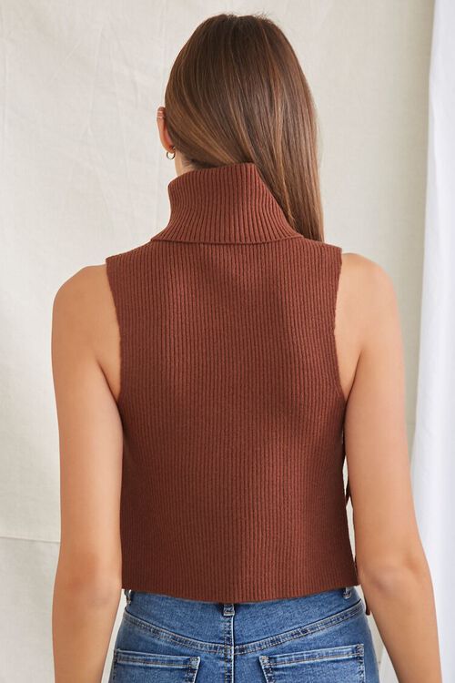BROWN Sweater-Knit Turtleneck Crop Top, image 3