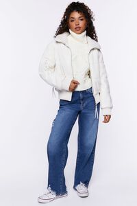CREAM Faux Leather Zip-Up Puffer Jacket, image 4