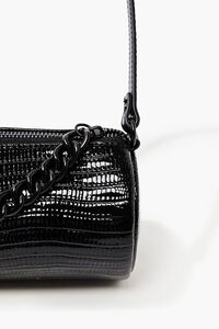 BLACK Faux Croc Leather Baguette Bag, image 3
