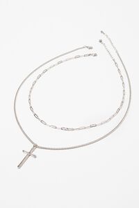SILVER Cross Pendant Necklace Set, image 2