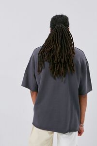 CHARCOAL Raw-Edge French Terry Crew Neck Tee, image 4
