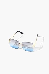 GOLD/BLUE Gradient Square Sunglasses, image 2