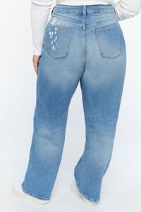 MEDIUM DENIM Plus Size Hemp 10% Bleach Dye Straight-Leg Jeans, image 3