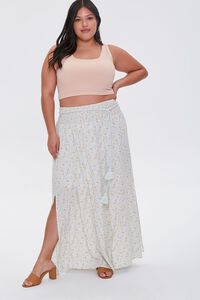 MINT/MULTI Plus Size Floral M-Slit Skirt, image 6