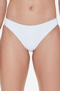 WHITE Ribbed Low-Rise Bikini Bottoms, image 2