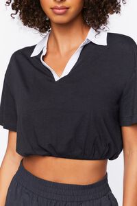 BLACK/WHITE Active Contrast-Trim Cropped Tee, image 5