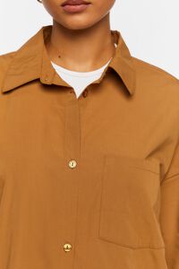 CAPPUCCINO Oversized Longline Poplin Shirt, image 5