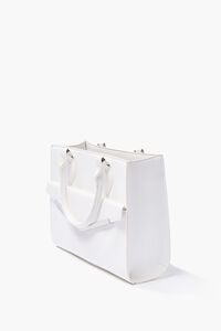 WHITE Structured Faux Leather Satchel, image 2