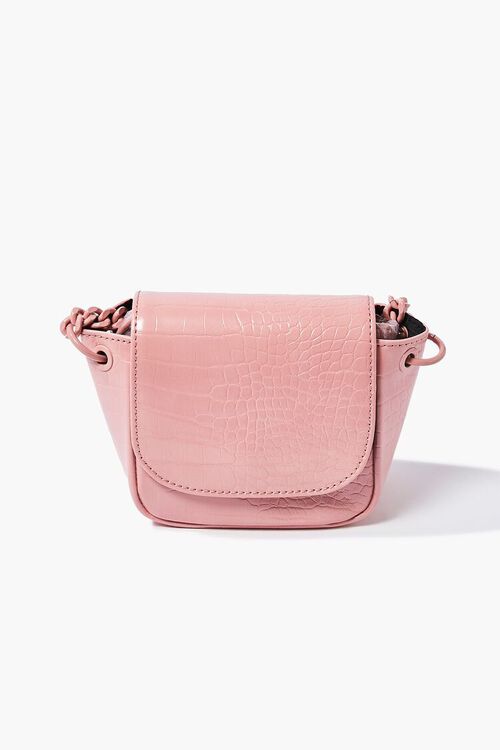 PINK Faux Croc Leather Crossbody Bag, image 1