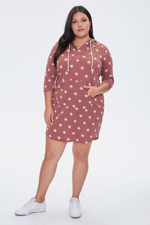 Plus Size Star Print Hoodie Dress, image 4