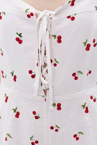 WHITE/RED Cherry Print Sweetheart Romper, image 5