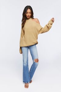 BEIGE Asymmetrical Open-Shoulder Sweater, image 4