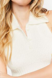 CREAM Sleeveless Halter Sweater-Knit Crop Top, image 5