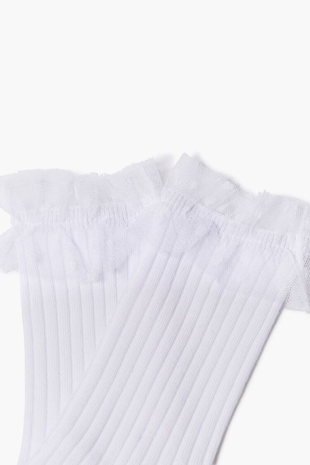 WHITE Polka Dot Lace-Trim Crew Socks, image 2