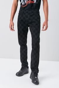 BLACK/BLACK Checkered Slim-Fit Jeans, image 2