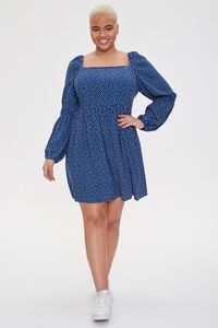 NAVY/CREAM Plus Size Pin Dot Fit & Flare Dress, image 4