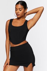 BLACK Crop Top & Mini Skirt Set, image 7
