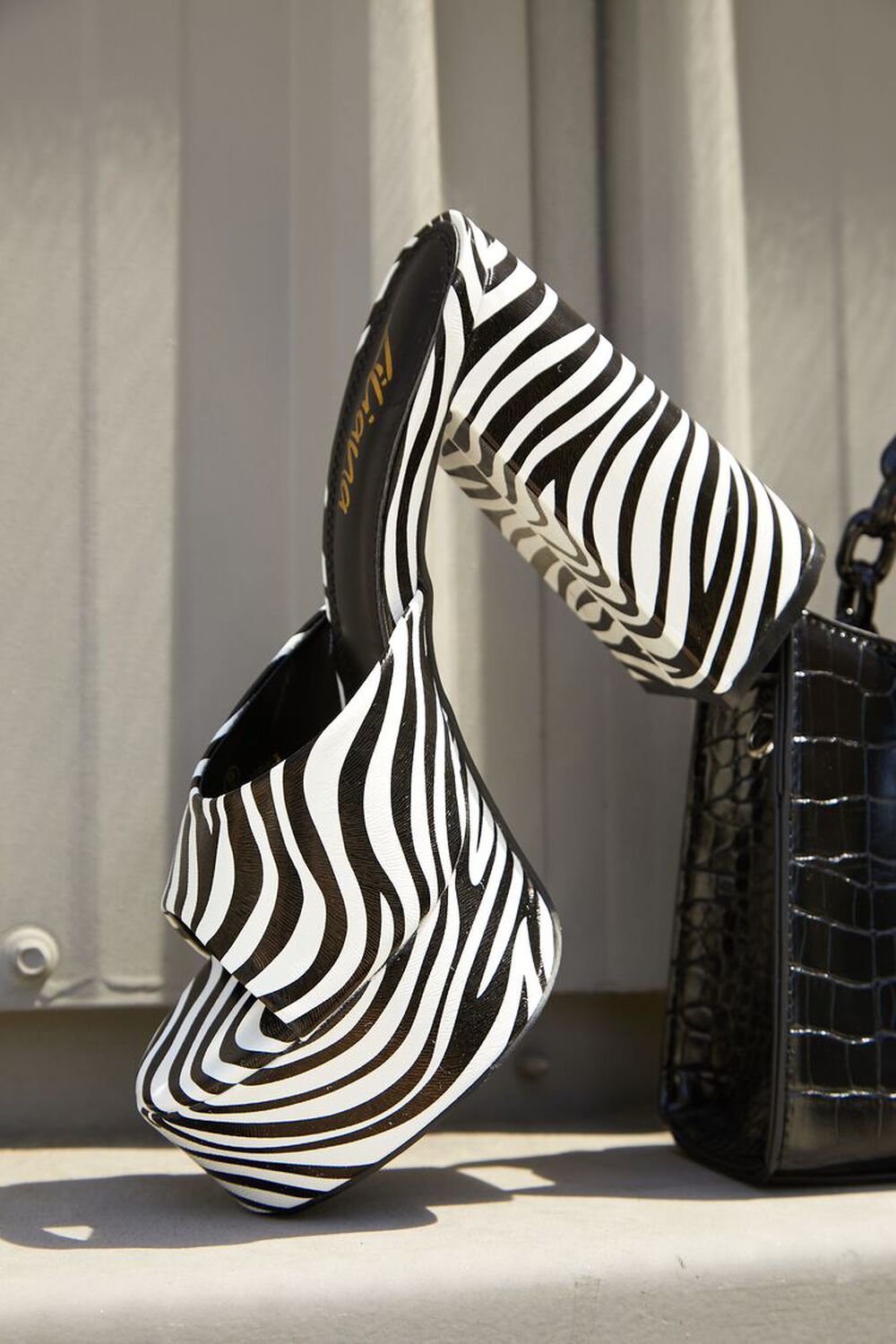 BLACK/WHITE Zebra Print Platform Heels, image 1