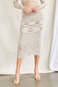 BROWN/BLUE Marled Crop Top & Pencil Skirt Set, image 5