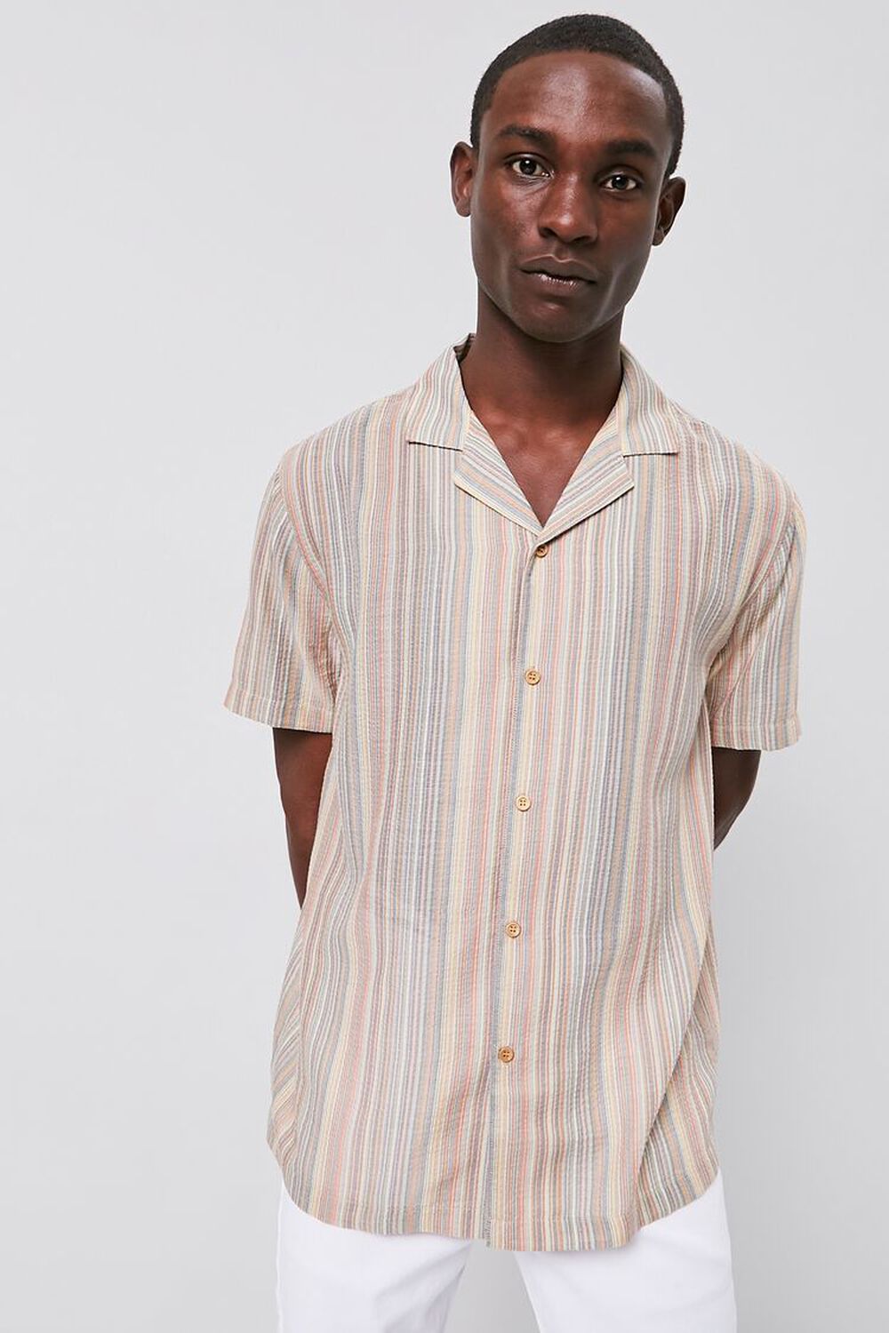 TAUPE/MULTI Classic Fit Striped Print Shirt, image 1