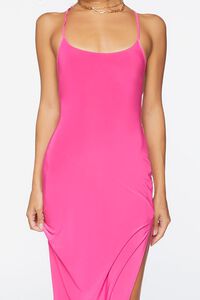 SHOCKING PINK Lace-Up Midi Cami Dress, image 5