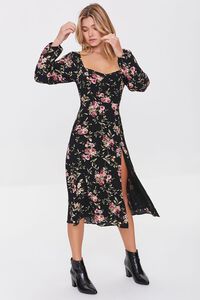 BLACK/MULTI Floral Midi Dress, image 4