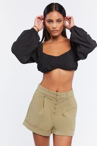OLIVE Cuffed High-Rise Shorts, image 1