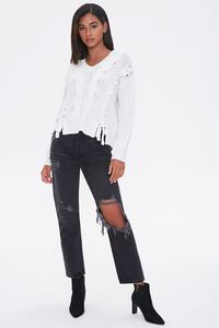 IVORY Lace-Up Cable Knit Sweater, image 4