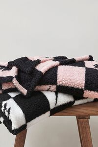PINK/BLACK Checkered Plush Blanket, image 3