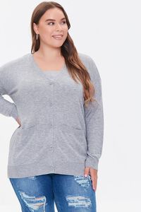 HEATHER GREY Plus Size Pocket Cardigan Sweater, image 5