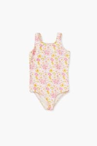 WHITE/MULTI Girls Barbie® Floral One-Piece Swimsuit (Kids), image 1
