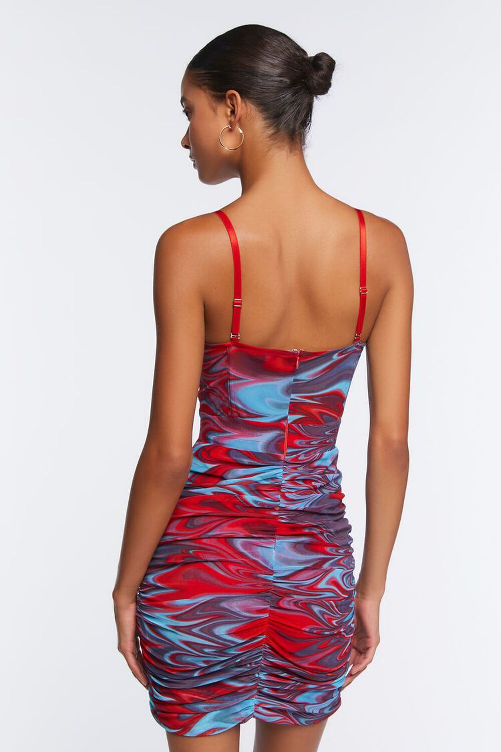 RED/MULTI Marble Print Bustier Mini Dress, image 3