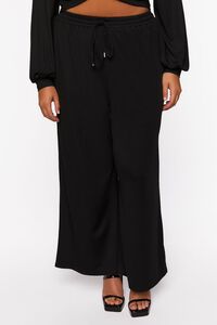 BLACK Plus Size Twist-Hem Top & Wide-Leg Pants Set, image 5