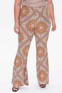CAMEL/MULTI Plus Size Ornate Flare Jordyn Pants, image 2