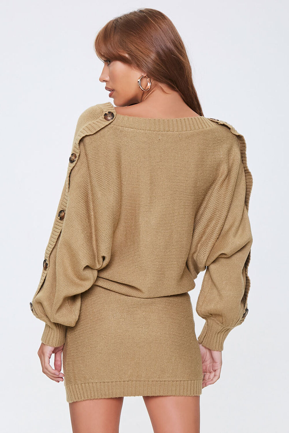 OLIVE Button-Trim Sweater Dress, image 3