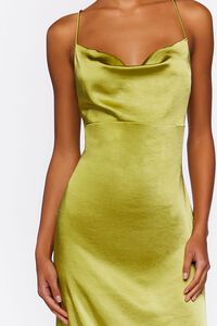 HERBAL GREEN Satin Cowl Midi Slip Dress, image 5