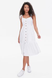 WHITE Buttoned Self-Tie Midi Dress, image 4