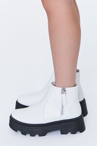 WHITE Faux Leather Lug Booties, image 2