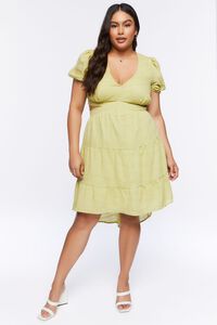 HERBAL GREEN Plus Size Cutout Tiered Mini Dress, image 4