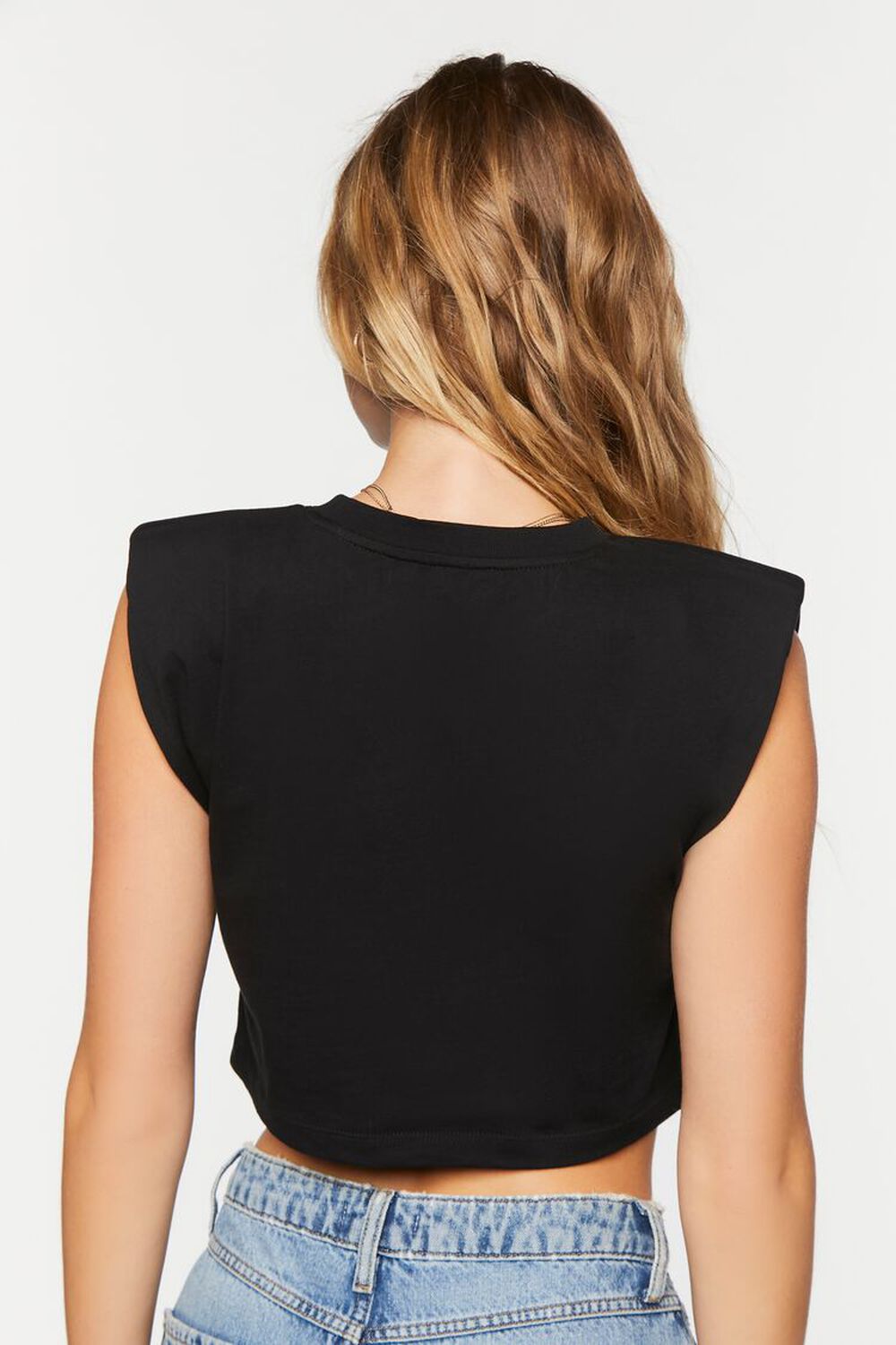 BLACK Cropped Muscle Tee, image 3