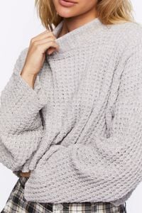 HEATHER GREY Cropped Waffle Knit Sweater, image 5