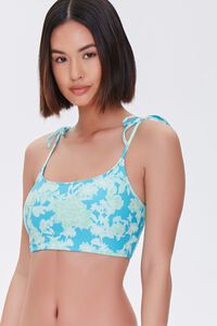 AQUA/GREEN Floral Bralette Bikini Top, image 1
