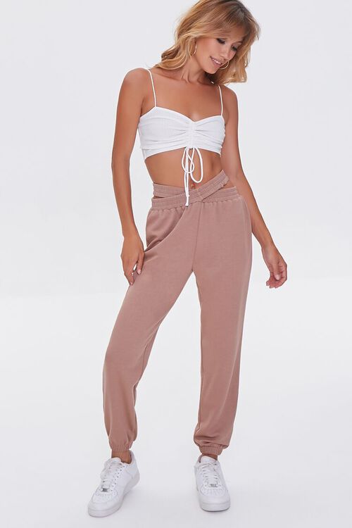 TAUPE Crisscross French Terry Joggers, image 1