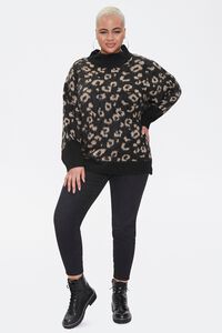 BLACK/BLUE Plus Size Leopard Print Sweater, image 4