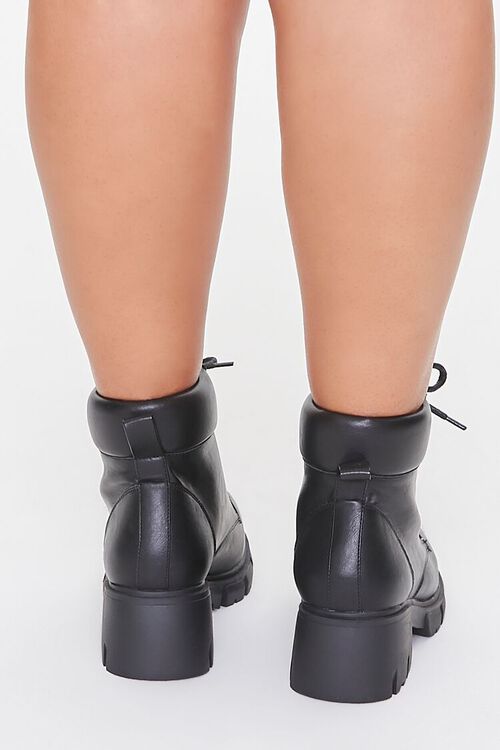 BLACK Faux Leather Lace-Up Booties (Wide), image 3